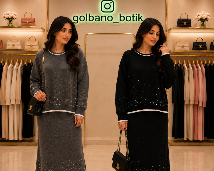 ست بلوز دامن اورجینال نخ وپنبه تریکو فری سایز۳۴تا۴۶